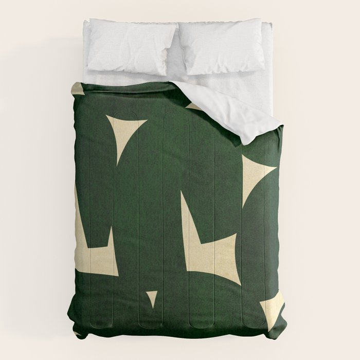 Green Black abstract shapes N03 Comforter Gallery Image 6