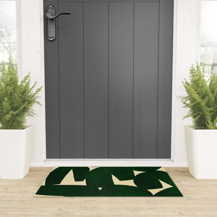 Green Black abstract shapes N03 Welcome Mat Gallery Image 3