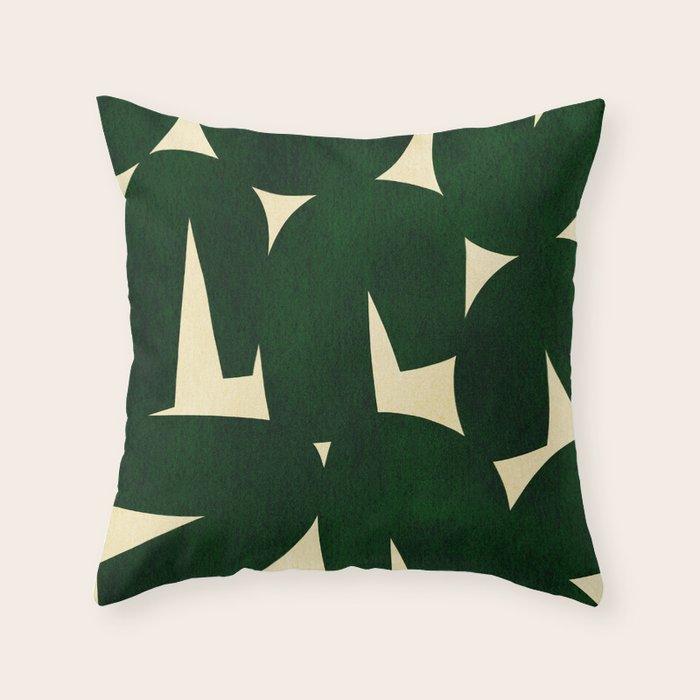 Green Black abstract shapes N03 Throw Pillow Gallery Image 1