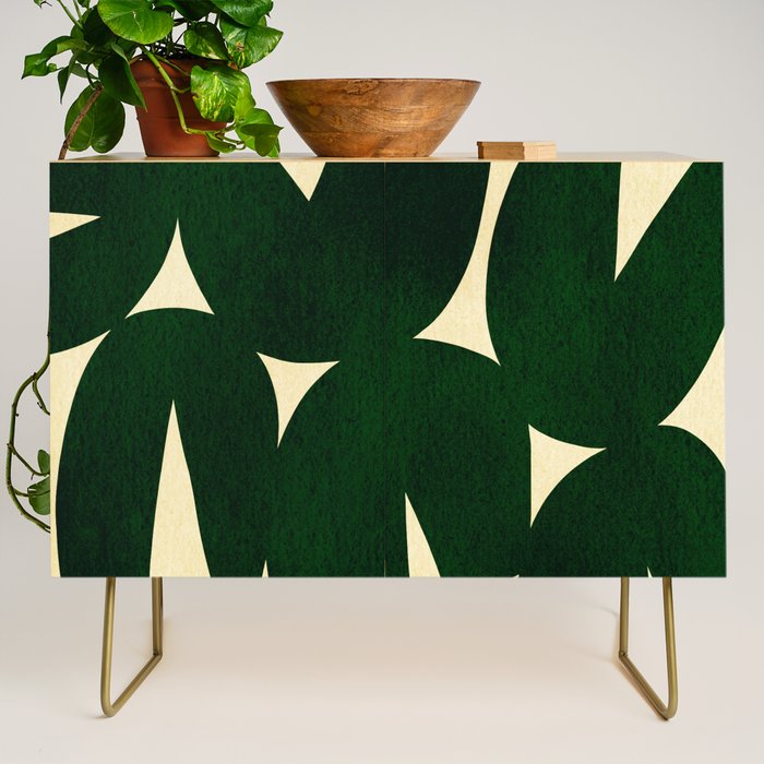 Green Black abstract shapes N03 Credenza Gallery Image 1