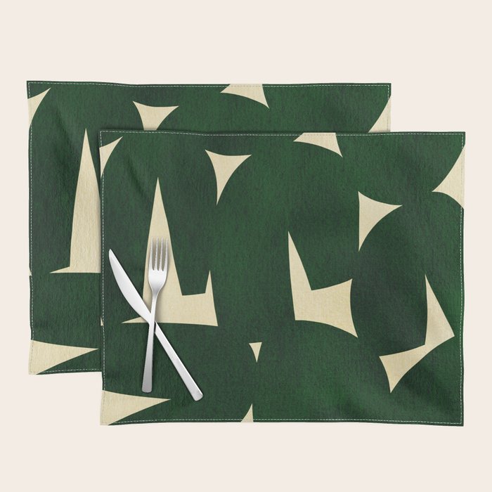 Green Black abstract shapes N03 Placemat Gallery Image 1