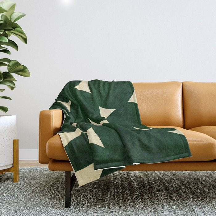 Green Black abstract shapes N03 Throw Blanket Gallery Image 1