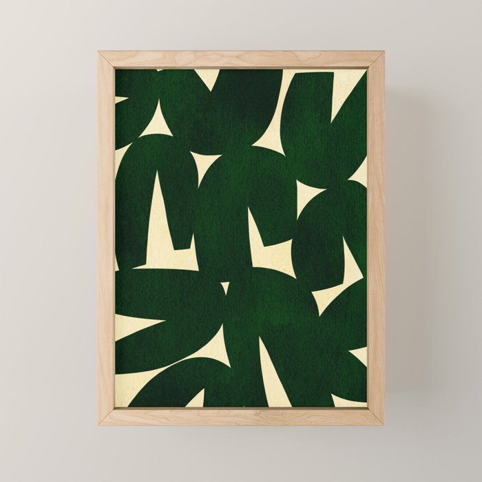 Green Black abstract shapes N03 Mini Art Print Gallery Image 1