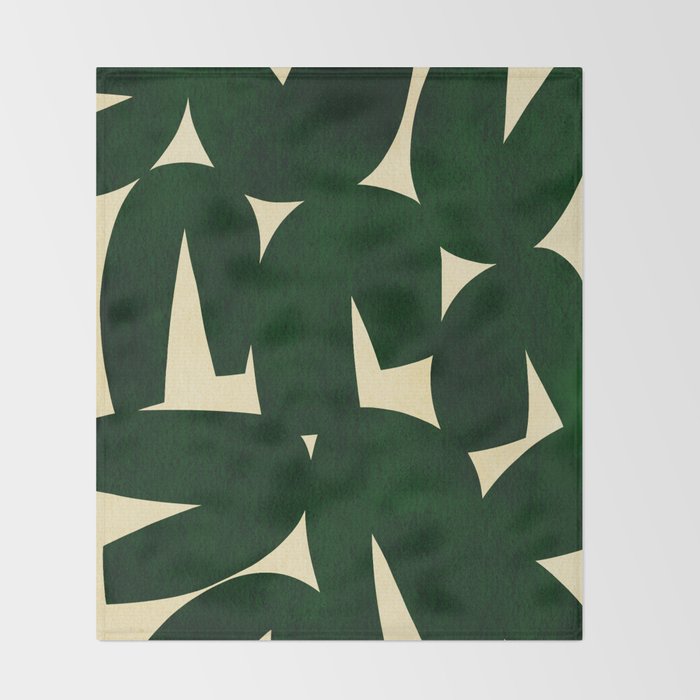 Green Black abstract shapes N03 Throw Blanket Gallery Image 2