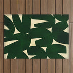 Green Black abstract shapes N03 Outdoor Rug Gallery Image 1