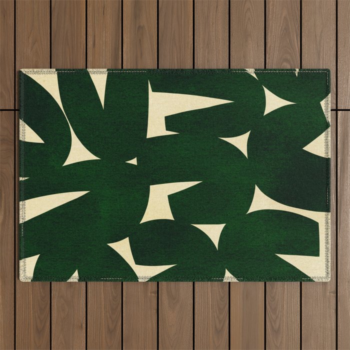 Green Black abstract shapes N03 Outdoor Rug Gallery Image 1