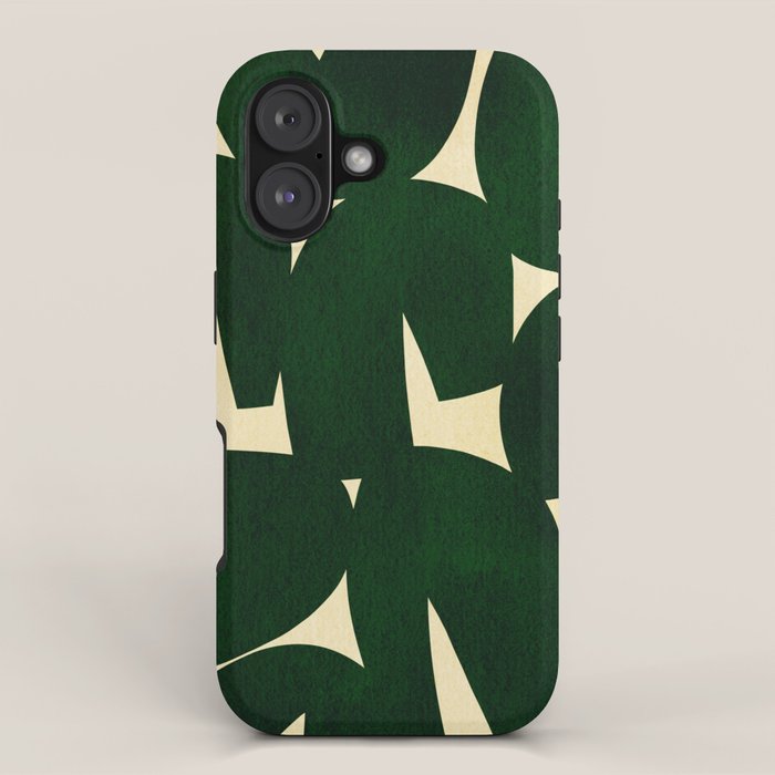 Green Black abstract shapes N03 iPhone Case Gallery Image 1