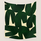Green Black abstract shapes N03 Wall Tapestry Gallery Image 4