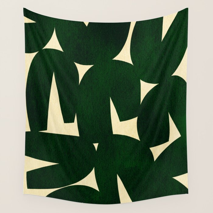 Green Black abstract shapes N03 Wall Tapestry Gallery Image 4