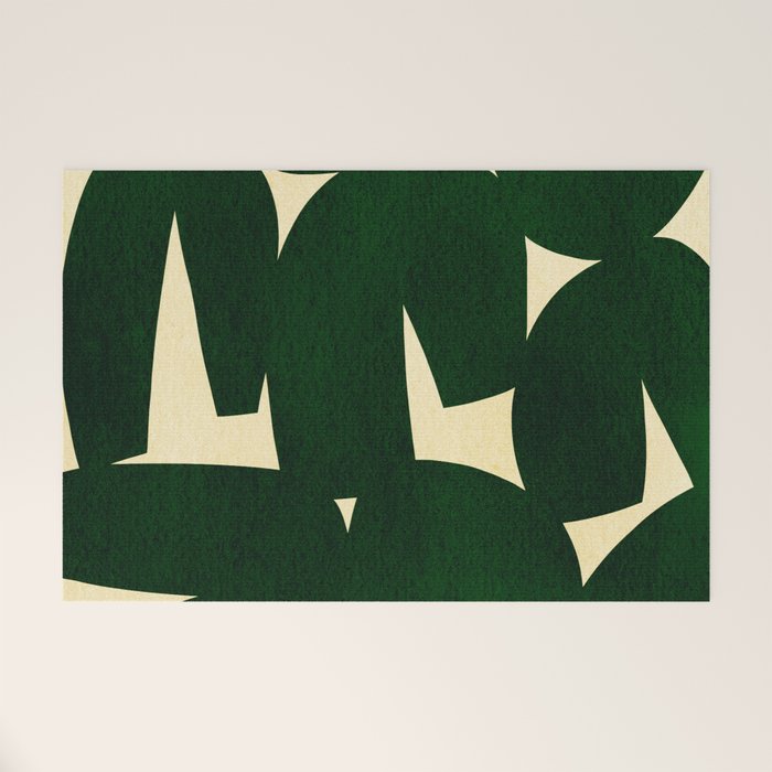 Green Black abstract shapes N03 Welcome Mat Gallery Image 1