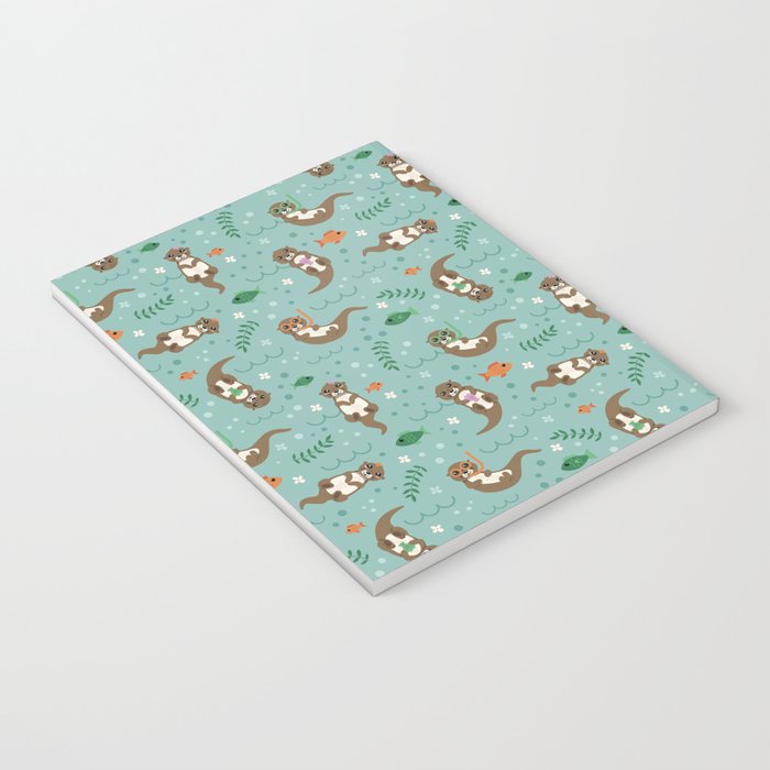Kawaii Otters Playing Underwater Notebook Gallery Image 3
