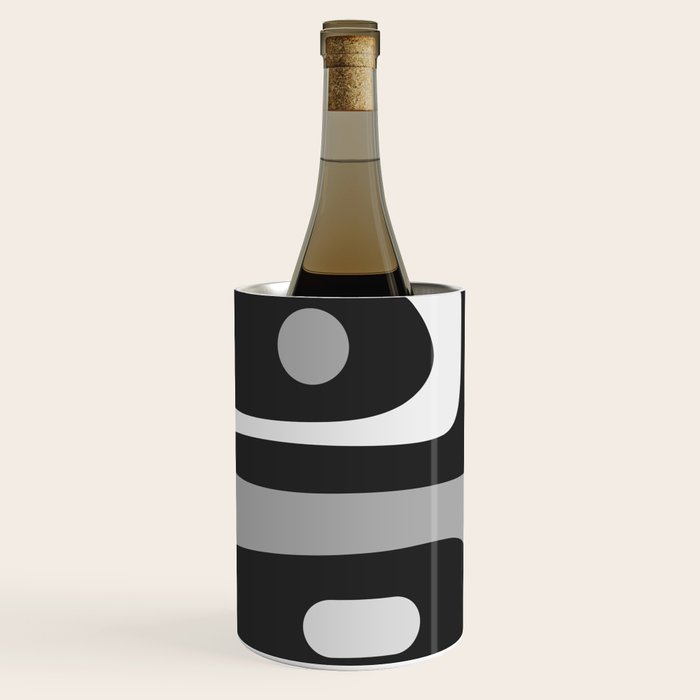 Mid-Century Modern Piquet Minimalist Abstract Pattern in Gray Wine Chiller Gallery Image 2