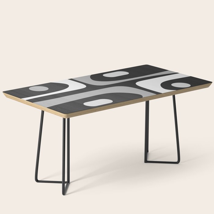 Mid-Century Modern Piquet Minimalist Abstract Pattern in Gray Coffee Table Gallery Image 1