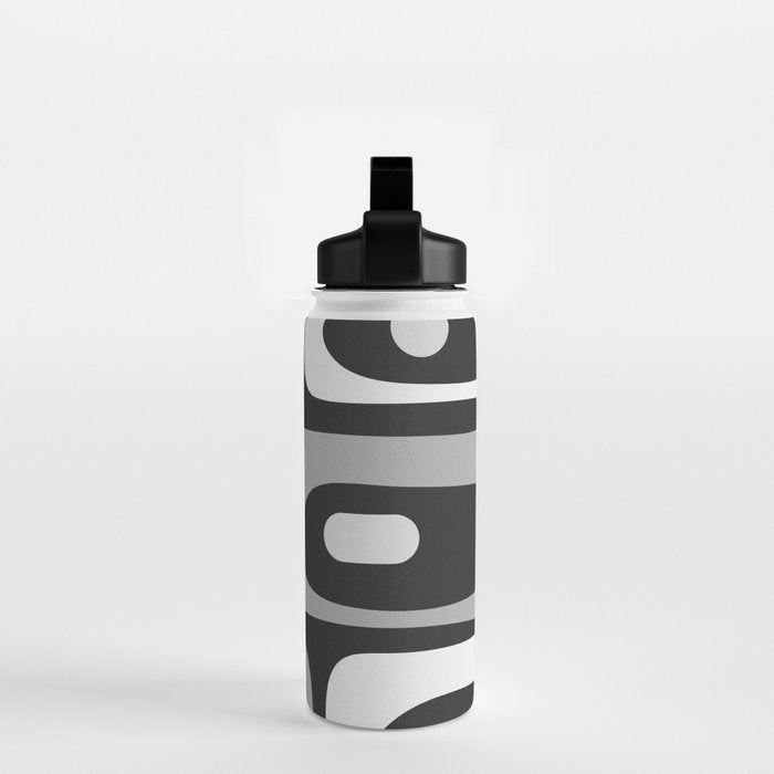 Mid-Century Modern Piquet Minimalist Abstract Pattern in Gray Water Bottle Gallery Image 2