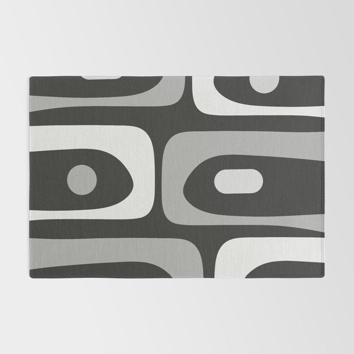 Mid-Century Modern Piquet Minimalist Abstract Pattern in Gray Rug Gallery Image 2