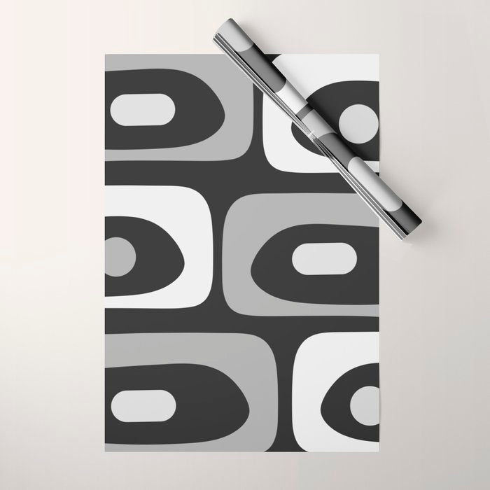 Mid-Century Modern Piquet Minimalist Abstract Pattern in Gray Wrapping Paper Gallery Image 1