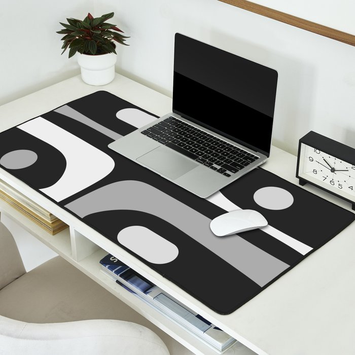Mid-Century Modern Piquet Minimalist Abstract Pattern in Gray Desk Mat Gallery Image 2