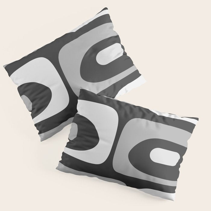 Mid-Century Modern Piquet Minimalist Abstract Pattern in Gray Pillow Sham Gallery Image 1