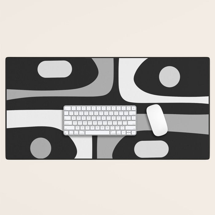 Mid-Century Modern Piquet Minimalist Abstract Pattern in Gray Desk Mat Gallery Image 1