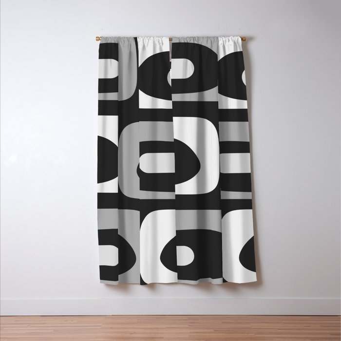 Mid-Century Modern Piquet Minimalist Abstract Pattern in Gray Window Curtain Gallery Image 3