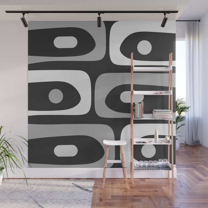 Mid-Century Modern Piquet Minimalist Abstract Pattern in Gray Wall Mural Gallery Image 1