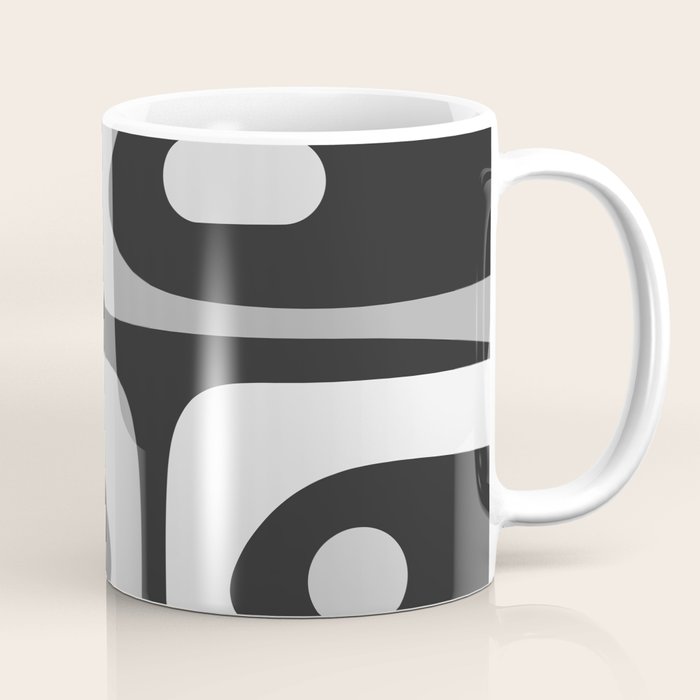 Mid-Century Modern Piquet Minimalist Abstract Pattern in Gray Coffee Mug Gallery Image 1
