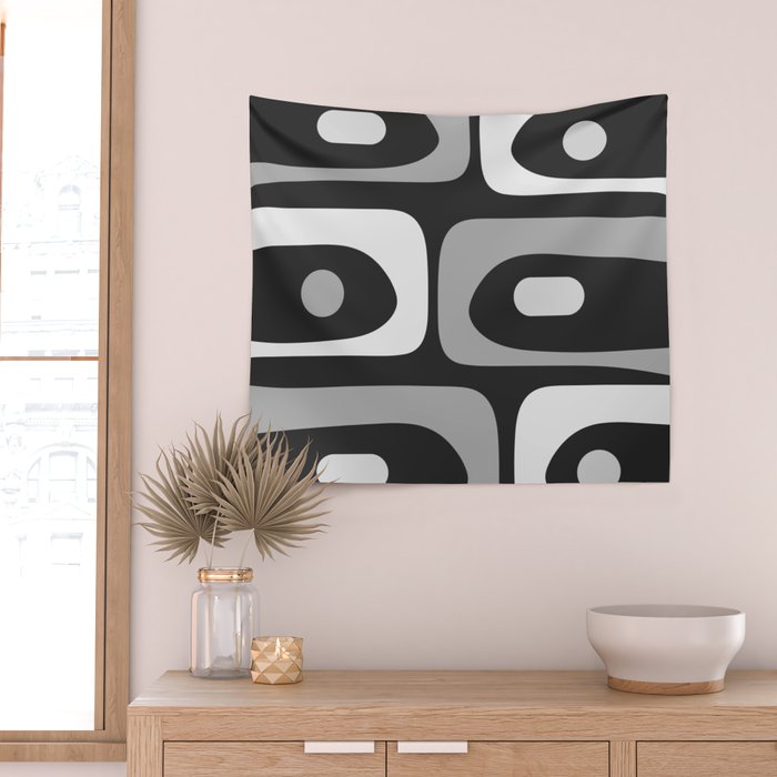 Mid-Century Modern Piquet Minimalist Abstract Pattern in Gray Wall Tapestry Gallery Image 2