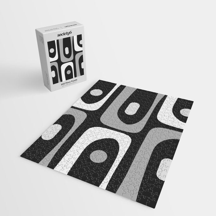 Mid-Century Modern Piquet Minimalist Abstract Pattern in Gray Jigsaw Puzzle Gallery Image 2