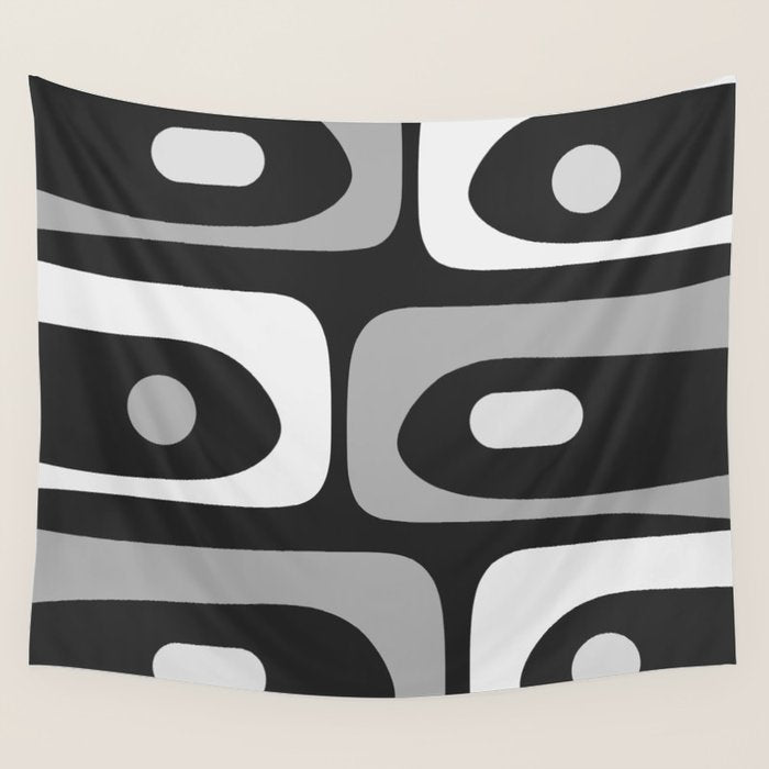 Mid-Century Modern Piquet Minimalist Abstract Pattern in Gray Wall Tapestry Gallery Image 4