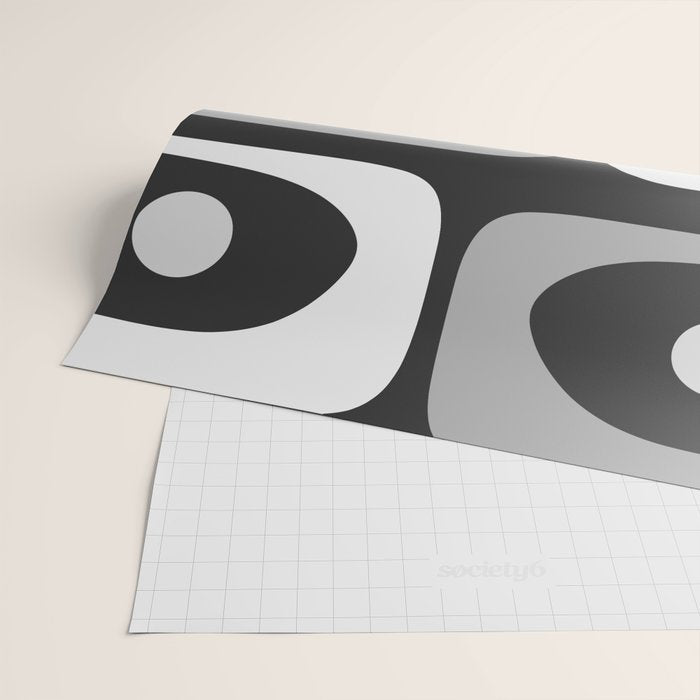 Mid-Century Modern Piquet Minimalist Abstract Pattern in Gray Wrapping Paper Gallery Image 2