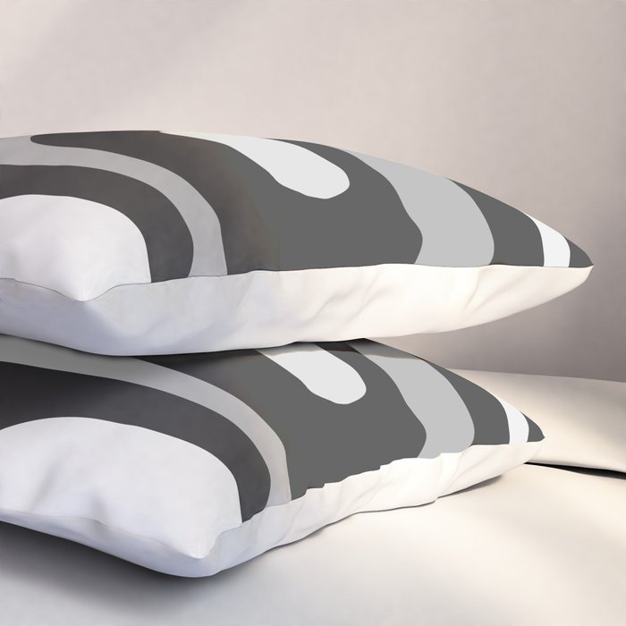 Mid-Century Modern Piquet Minimalist Abstract Pattern in Gray Pillow Sham Gallery Image 3