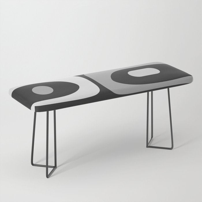 Mid-Century Modern Piquet Minimalist Abstract Pattern in Gray Bench Gallery Image 1