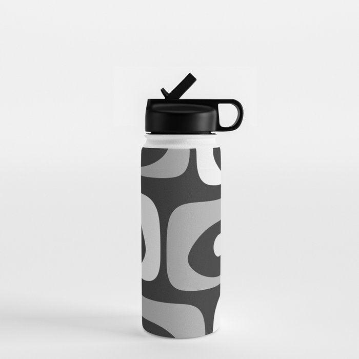 Mid-Century Modern Piquet Minimalist Abstract Pattern in Gray Water Bottle Gallery Image 1
