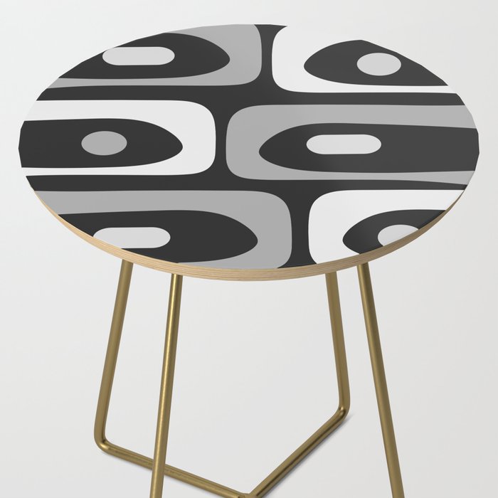 Mid-Century Modern Piquet Minimalist Abstract Pattern in Gray Side Table Gallery Image 2