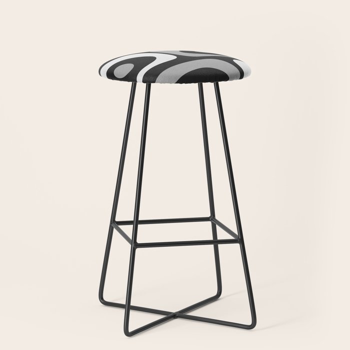 Mid-Century Modern Piquet Minimalist Abstract Pattern in Gray Stool Gallery Image 1