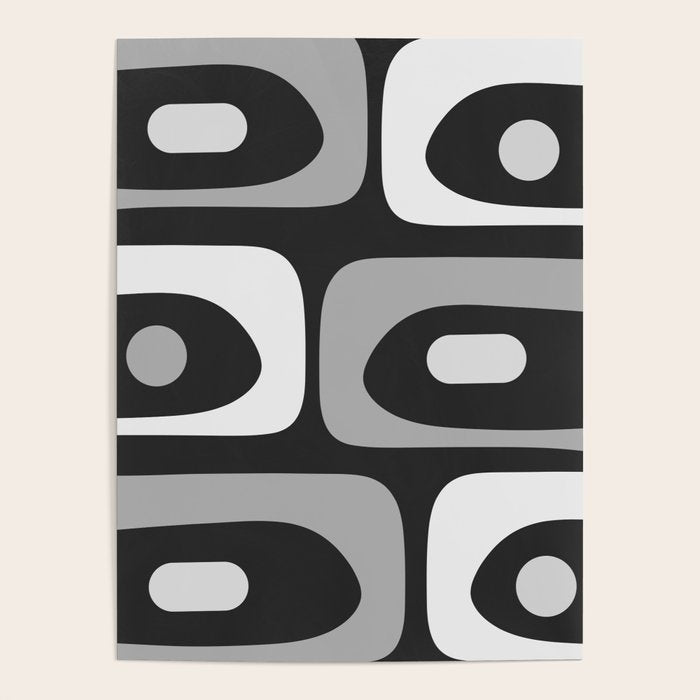 Mid-Century Modern Piquet Minimalist Abstract Pattern in Gray Poster Gallery Image 4