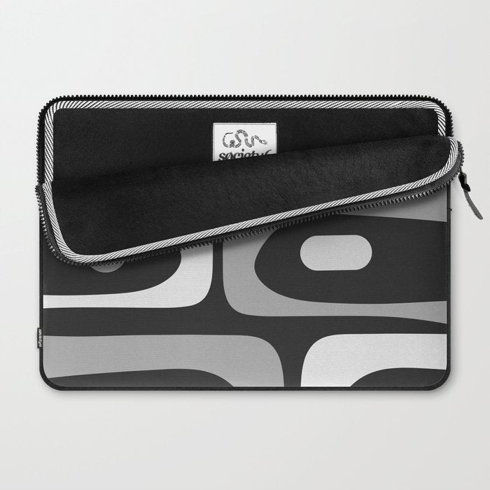 Mid-Century Modern Piquet Minimalist Abstract Pattern in Gray Laptop Sleeve Gallery Image 2