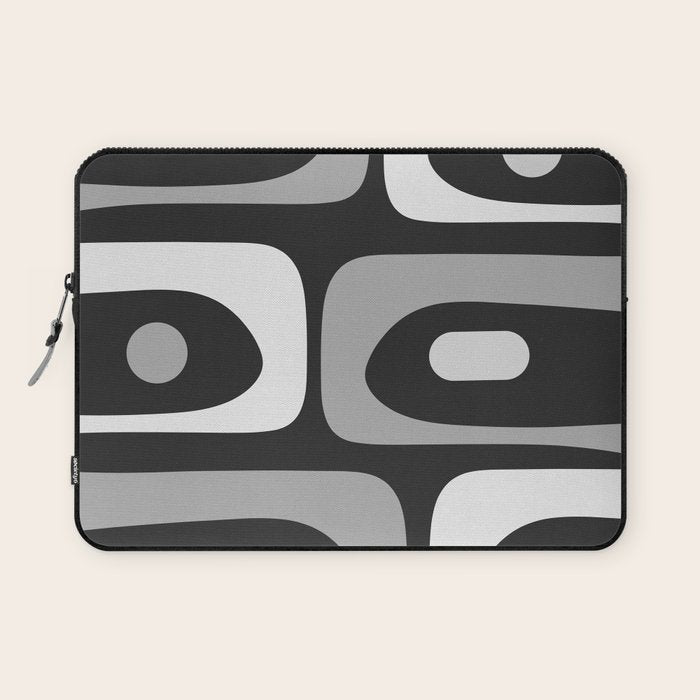 Mid-Century Modern Piquet Minimalist Abstract Pattern in Gray Laptop Sleeve Gallery Image 1