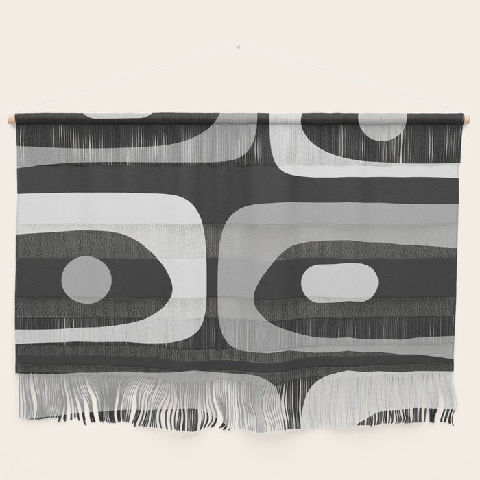 Mid-Century Modern Piquet Minimalist Abstract Pattern in Gray Wall Hanging Gallery Image 1