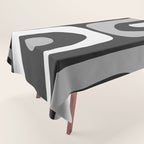 Mid-Century Modern Piquet Minimalist Abstract Pattern in Gray Tablecloth Gallery Image 1