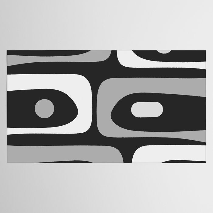 Mid-Century Modern Piquet Minimalist Abstract Pattern in Gray Tablecloth Gallery Image 2