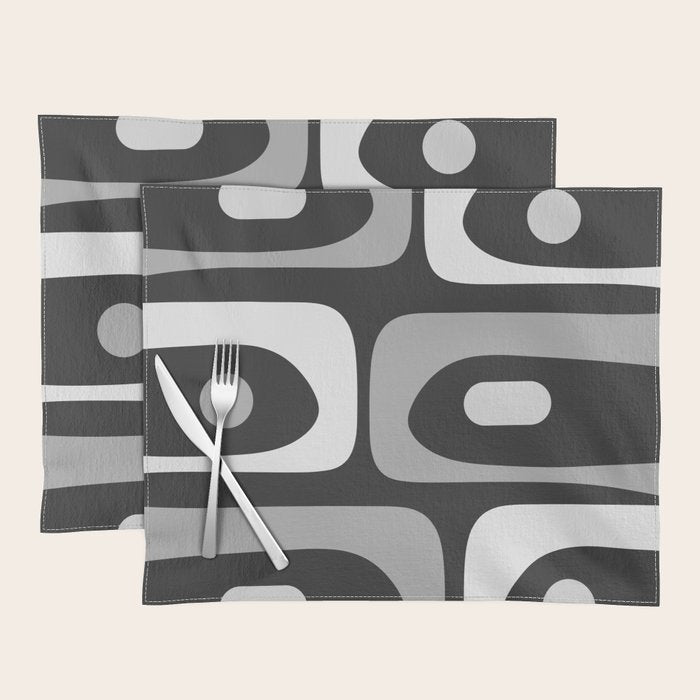Mid-Century Modern Piquet Minimalist Abstract Pattern in Gray Placemat Gallery Image 1