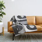 Mid-Century Modern Piquet Minimalist Abstract Pattern in Gray Throw Blanket Gallery Image 1