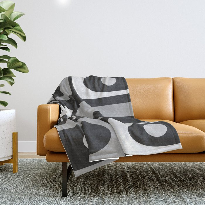 Mid-Century Modern Piquet Minimalist Abstract Pattern in Gray Throw Blanket Gallery Image 1