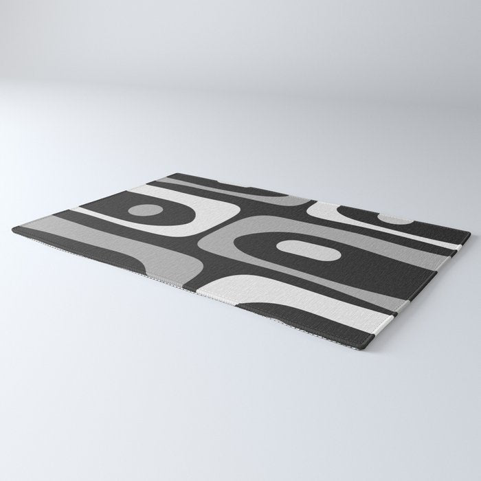 Mid-Century Modern Piquet Minimalist Abstract Pattern in Gray Rug Gallery Image 3