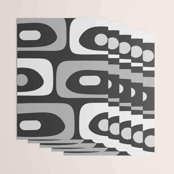 Mid-Century Modern Piquet Minimalist Abstract Pattern in Gray Wrapping Paper Gallery Image 3