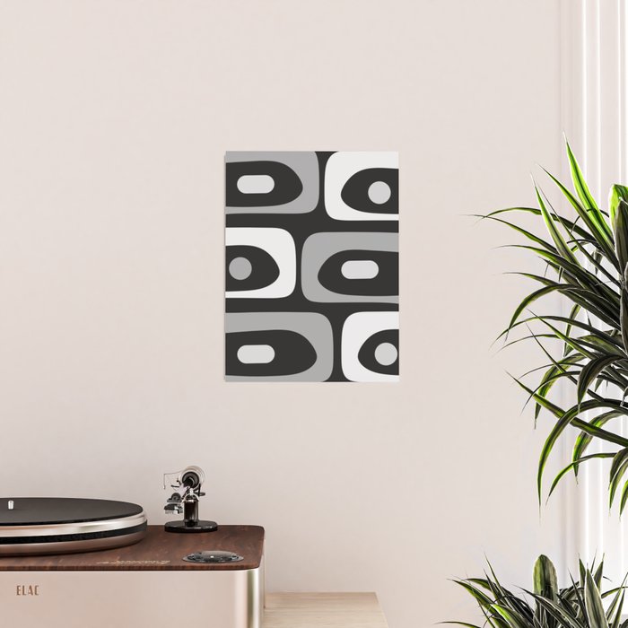Mid-Century Modern Piquet Minimalist Abstract Pattern in Gray Poster Gallery Image 2