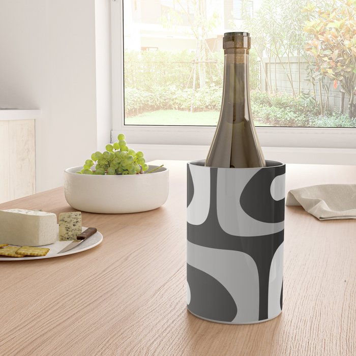 Mid-Century Modern Piquet Minimalist Abstract Pattern in Gray Wine Chiller Gallery Image 4