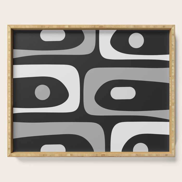 Mid-Century Modern Piquet Minimalist Abstract Pattern in Gray Serving Tray Gallery Image 1