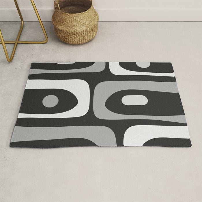Mid-Century Modern Piquet Minimalist Abstract Pattern in Gray Rug Gallery Image 1
